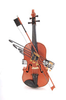 Home Decor Accent Decor - 10.5" x 12" x 19.5" Orange Vintage Violin HomeRoots
