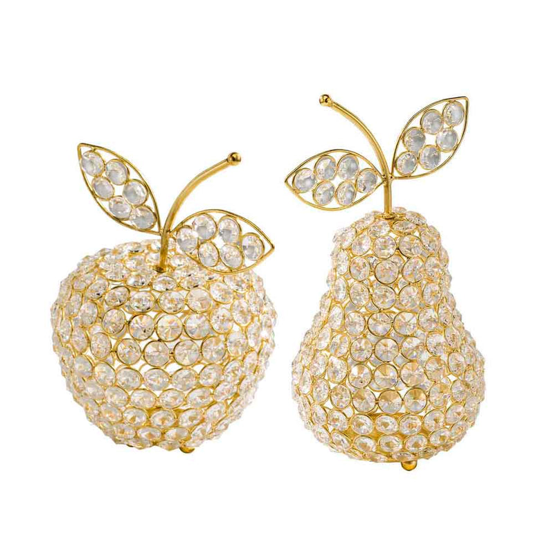 Home Decor Aesthetic Room Decor - 5.5" x 5.5" x 10" Gold/Crystal - Pear HomeRoots