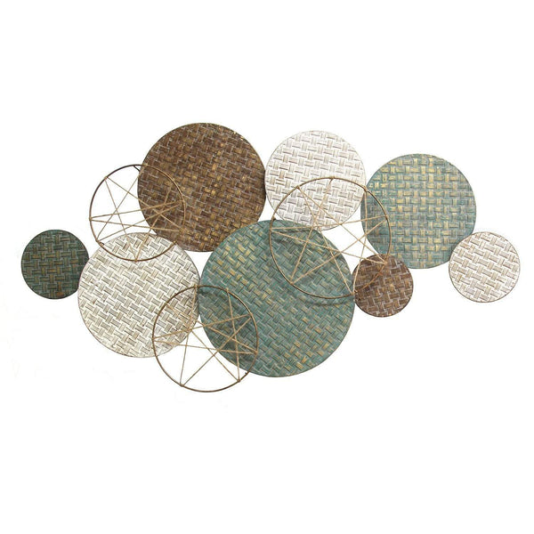 Home Decor Apartment Decor - 46.65" X 2.56" X 24.61" Woven Texture Metal Plates With Jute Accents HomeRoots