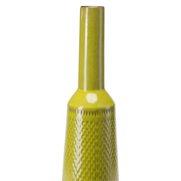 Home Decor Bottle Decoration - 4.3" X 4.3" X 14" Small Long Olive Green Neck Bottle HomeRoots