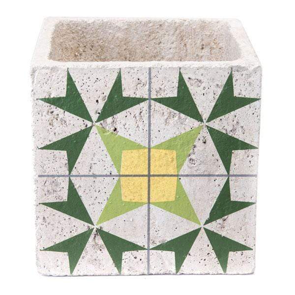 Home Decor Decoration - 7.1" X 7.1" X 7.1" Green And Yellow Arrow Cement HomeRoots