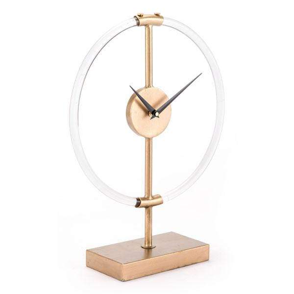Home Decor Decoration - 7.9" X 4.3" X 17.9" Amazing Clear Gold Clock HomeRoots