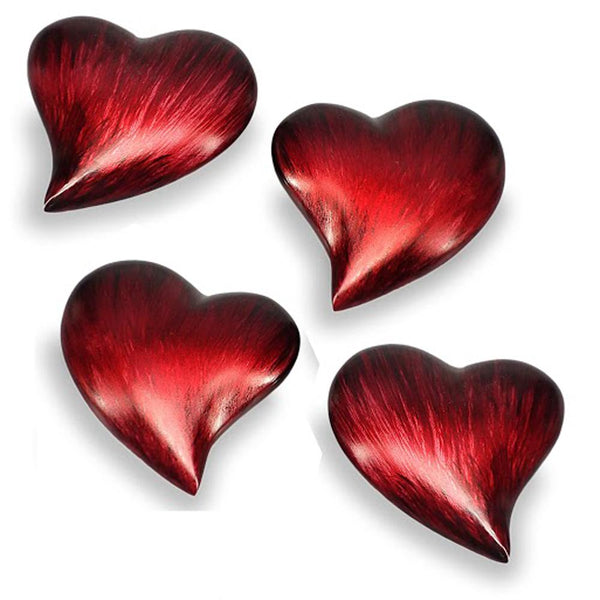 Home Decor Decoration Ideas - 3" X 3'.25" X 1" Red Aluminum Small Heart Paperweight - Set Of 4 HomeRoots