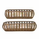 Home Decor Decoration Ideas - 33.25" X 11.5" X 7.5" Reddish Brown Bamboo Wood Baskets HomeRoots