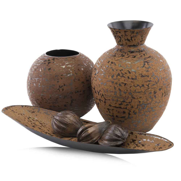 Decorative Bowl - 5" x 20.5" x 2" Brown/Faux -  Leather Bowl