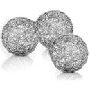 Home Decor Decorative Boxes - 5" x 5" x 5" Shiny Nickel/Silver Wire - Spheres Box of 3 HomeRoots