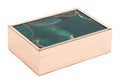 Home Decor Decorative Boxes - 7.7" x 5.3" x 2.4" Green, Printed Glass & Steel, Stone Box Large HomeRoots