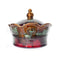 Home Decor Decorative Boxes - 8" X 8" X 6'.5" Copper, Green, Red Ceramic Foiled & Lacquered Crown Box HomeRoots