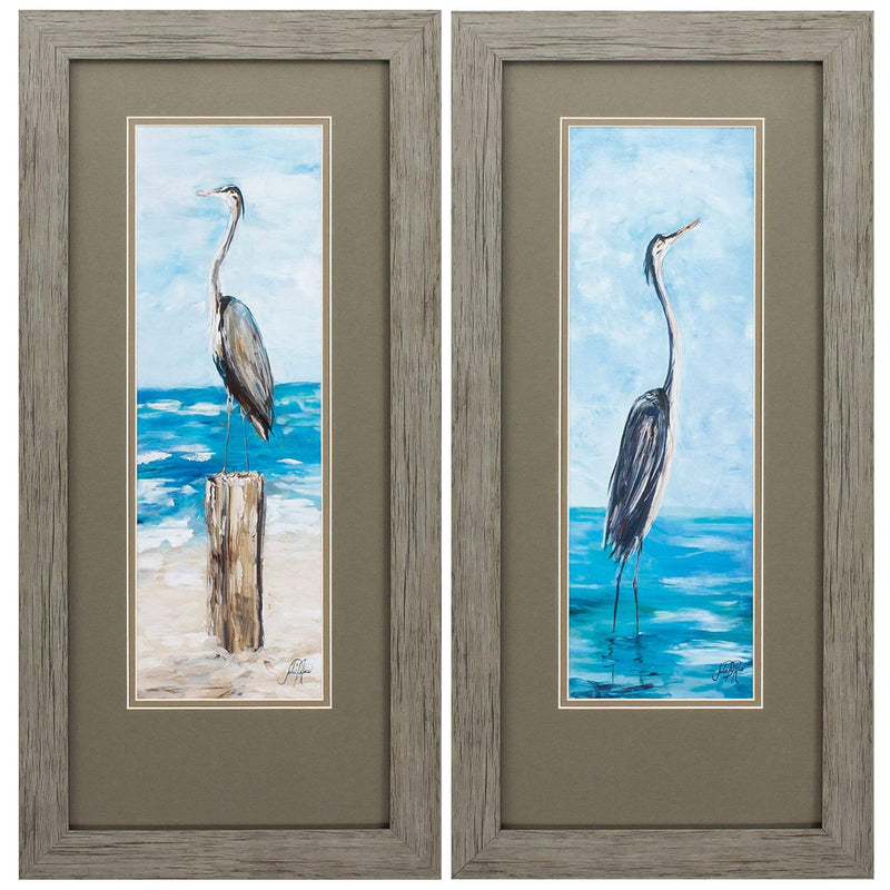 Home Decor Decorative Frame - 13" X 27" Woodtoned Frame Seaside (Set of 2) HomeRoots