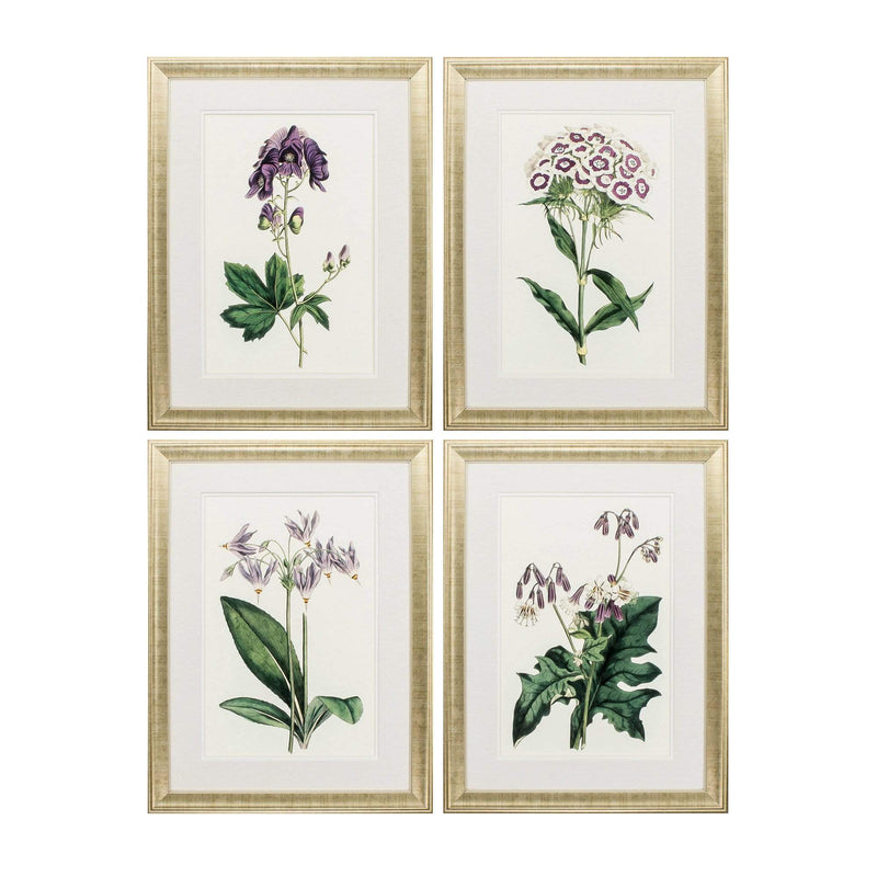 Home Decor Decorative Frame - 19" X 25" Gold Frame Lavender Florals (Set of 4) HomeRoots