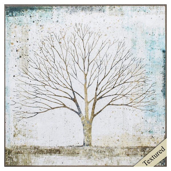Home Decor Decorative Frame - 28" X 28" Distressed Wood Toned Frame Solitary Tree Collage HomeRoots