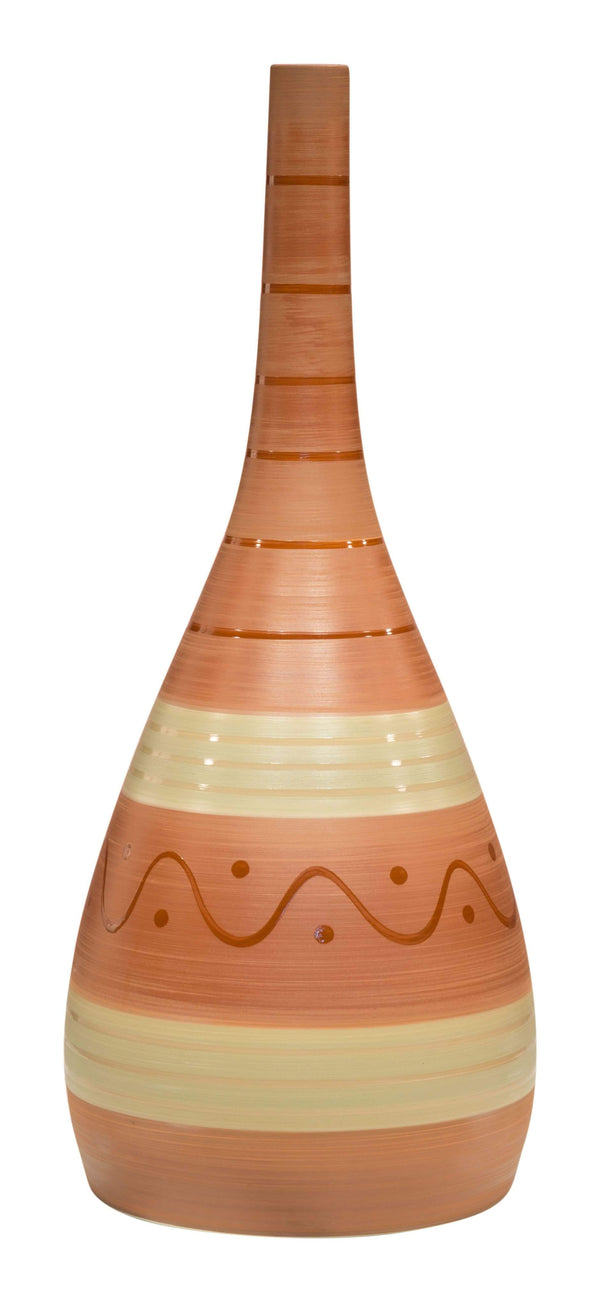 Home Decor Decorative Glass Bottles - 10.2" x 10.2" x 25" Red & Gray, Ceramic, Medium Bottle HomeRoots