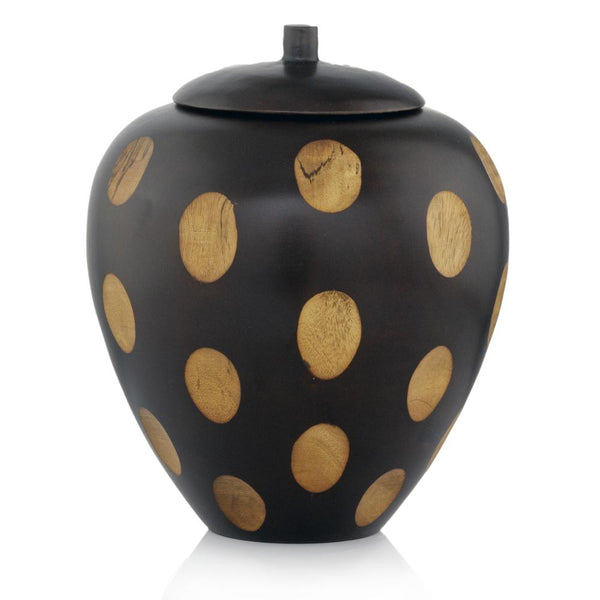 Decorative Jars - 10" x 10" x 12" Brown & Natural, 2-Tone, Short - Jar with Cover