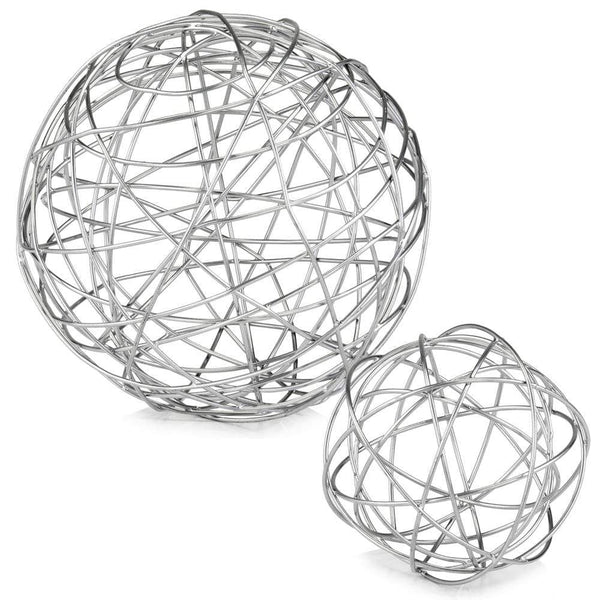 Home Decor Decorative Spheres - 12" x 12" x 12" Silver/Extra Large - Wire Sphere HomeRoots