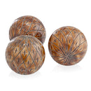 Home Decor Decorative Spheres - 4" x 4" x 4" Natural Astro Etched Resin - Sphere HomeRoots