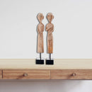Home Decor Dining Room Decor - 3.5" x 3.5" x 22.5" Gray, African Museum - Figures Set of 2 HomeRoots