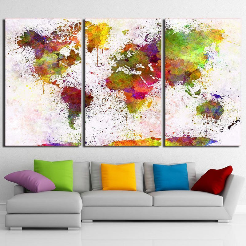 Home Decor HD Prints Canvas Living Room Abstract Pictures 3 Pieces Color World Map Paintings Wall Art Modular Posters Framework-30cmx50cmx3pcs-No Frame-JadeMoghul Inc.