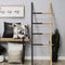 Home Decor House Decor - 20.5" X 1.25" X 60" Black Natural Wood Metal Decorative Ladder HomeRoots