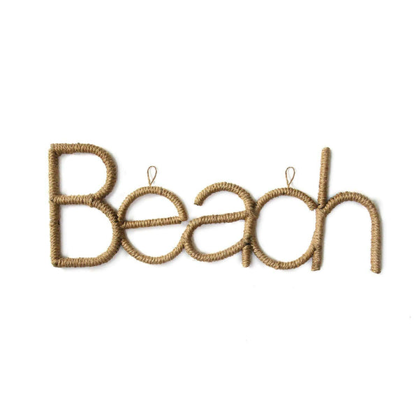 Home Decor House Decor - 31.75" X 1.5" X 12" Brown Metal Rope Beach Sign HomeRoots