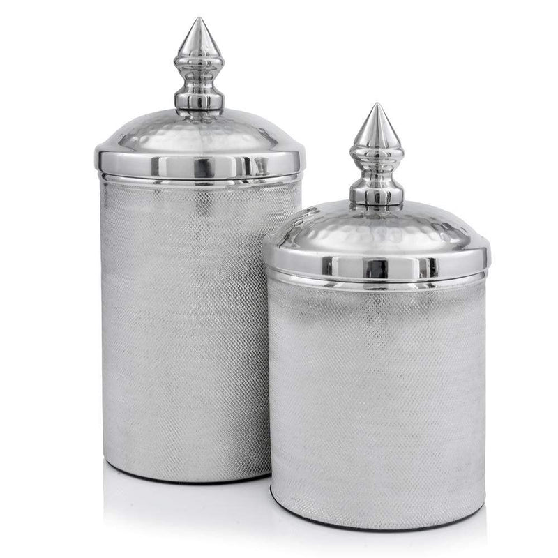 Home Decor Interior Decoration - 4.5" x 4.5" x 11" Silver - Canisters Set of 2 HomeRoots