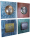Home Decor Rustic Home Decor - 17" X 10" X 16'.5" Metallic Multi Color Metal Layered Metallic Shapes On Square Panels Set HomeRoots