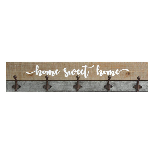 Home Decor Rustic Home Decor - 29.92" X 2.95" X 6.3" Distressed Wood Rustic Home Sweet Home Hooks HomeRoots