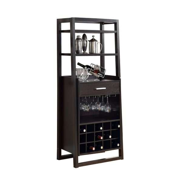 Home Essentials Perfect Bar - 15'.75" x 24" x 60" Cappuccino, Particle Board, Hollow-Core - Ladder Style Home Bar HomeRoots