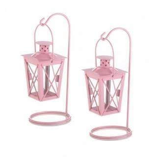 Home & Garden Gifts Decorative Lantern Pink Iron Railroad Hanging Lantern Pair Koehler