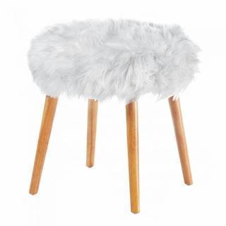 Home & Garden Gifts Modern Living Room Decor White Faux Fur Stool Koehler