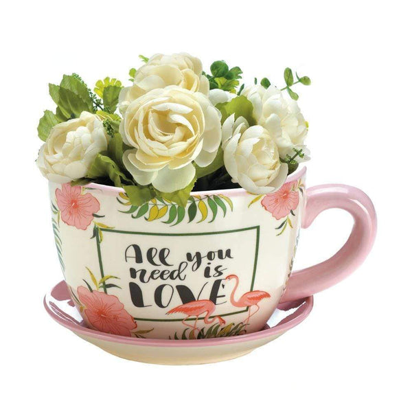 Home & Garden Living Room Decor Pink Flamingo Teacup Planter Koehler