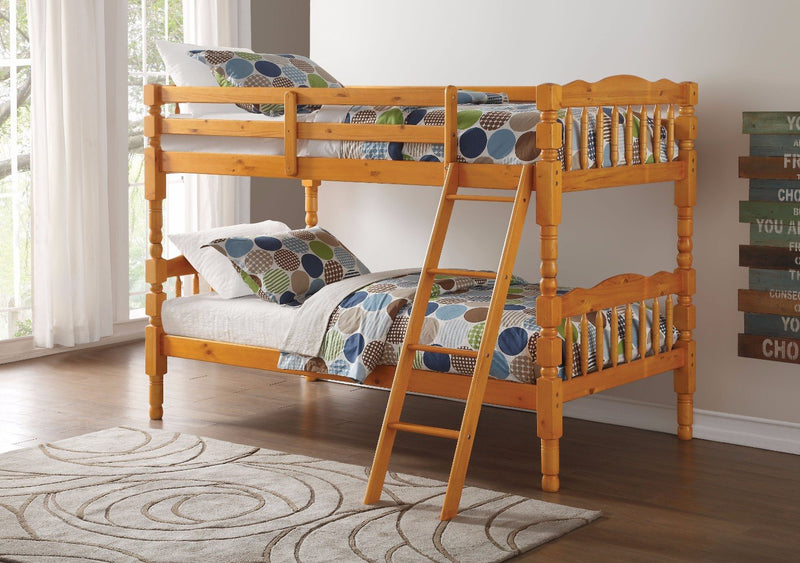 Homestead Twin/Twin Bunk Bed, Honey Oak-Bunk Beds-Honey Oak-Wood-JadeMoghul Inc.