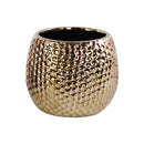 Honeycomb Pattern Ceramic Vase In Round Shape, Bronze-Vases-Bronze-Ceramic-Chrome Finish-JadeMoghul Inc.
