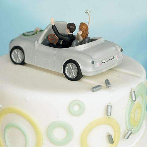 "Honeymoon Bound" Couple in Car Wedding Cake Topper (Pack of 1)-Personalized Gifts By Type-JadeMoghul Inc.