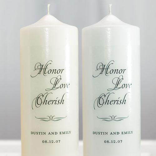 Honor Love Cherish Personalized Unity Candle Ivory (Pack of 1)-Wedding Reception Decorations-JadeMoghul Inc.