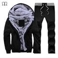 Hooded Tracksuit / Winter Thick Inner Fleece Set-D59 black-S-JadeMoghul Inc.