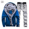 Hooded Tracksuit / Winter Thick Inner Fleece Set-D59 blue-S-JadeMoghul Inc.