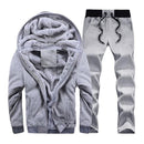 Hooded Tracksuit / Winter Thick Inner Fleece Set-D59 gray-S-JadeMoghul Inc.