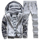 Hooded Tracksuit / Winter Thick Inner Fleece Set-D62 light gray-S-JadeMoghul Inc.