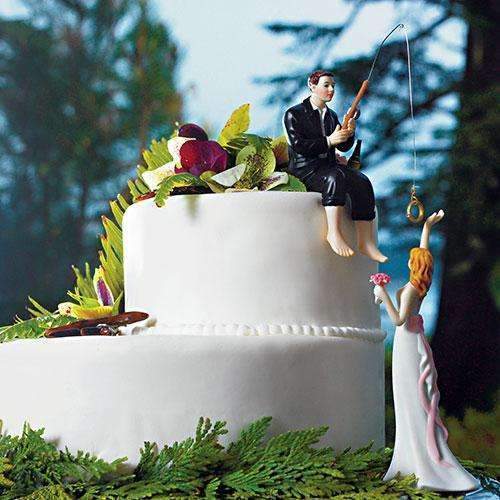 "Hooked on Love" Groom Figurine Bride "Reaching for Her Star" (Pack of 1)-Wedding Cake Toppers-JadeMoghul Inc.
