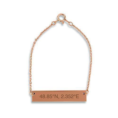 Horizontal Rectangle Tag Bracelet - Coordinates Matte Gold (Pack of 1)-Personalized Gifts for Women-JadeMoghul Inc.