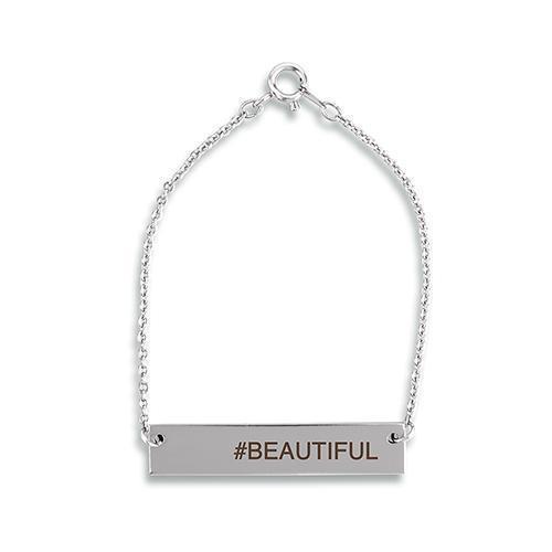 Horizontal Rectangle Tag Bracelet - Modern Sans Serif Font Silver (Pack of 1)-Personalized Gifts for Women-JadeMoghul Inc.