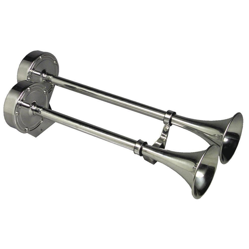 Horns Schmitt  Ongaro Deluxe All-Stainless Dual Trumpet Horn - 24V [12428] Schmitt & Ongaro Marine