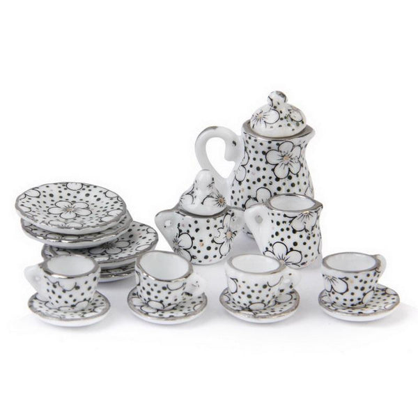 Hot 1/12 Dollhouse Miniature Dining Ware Porcelain Tea Set 15pcs Daisy Pattern Free Shipping--JadeMoghul Inc.