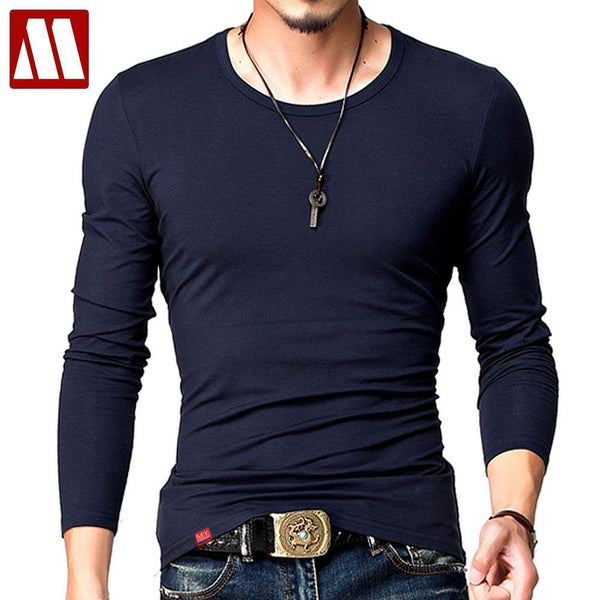 Hot 2017 New Spring Fashion Brand O-Neck Slim Fit Long Sleeve T Shirt Men Trend Casual Mens T-Shirt Korean T Shirts 4XL 5XL A005-O neck White-S-JadeMoghul Inc.