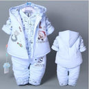 Hot 3 Pcs 2017 Baby Kids Fall Winter Clothing Set Newborn Thick Cotton-Padded Clothes Boys Girls Hooded Vest Coat Tops Pant G107-style 1-3M-JadeMoghul Inc.