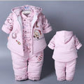 Hot 3 Pcs 2017 Baby Kids Fall Winter Clothing Set Newborn Thick Cotton-Padded Clothes Boys Girls Hooded Vest Coat Tops Pant G107-style 2-3M-JadeMoghul Inc.