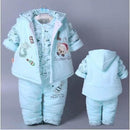 Hot 3 Pcs 2017 Baby Kids Fall Winter Clothing Set Newborn Thick Cotton-Padded Clothes Boys Girls Hooded Vest Coat Tops Pant G107-style 3-3M-JadeMoghul Inc.