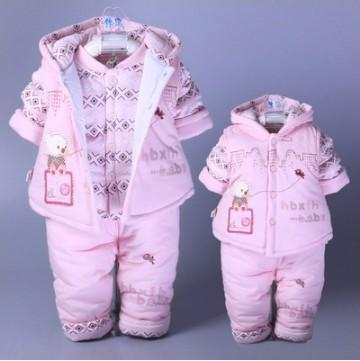 Hot 3 Pcs 2017 Baby Kids Fall Winter Clothing Set Newborn Thick Cotton-Padded Clothes Boys Girls Hooded Vest Coat Tops Pant G107-style 4-3M-JadeMoghul Inc.