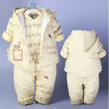 Hot 3 Pcs 2017 Baby Kids Fall Winter Clothing Set Newborn Thick Cotton-Padded Clothes Boys Girls Hooded Vest Coat Tops Pant G107-style 5-3M-JadeMoghul Inc.