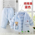 Hot 3 Pcs 2017 Baby Kids Fall Winter Clothing Set Newborn Thick Cotton-Padded Clothes Boys Girls Hooded Vest Coat Tops Pant G107-style 6-3M-JadeMoghul Inc.
